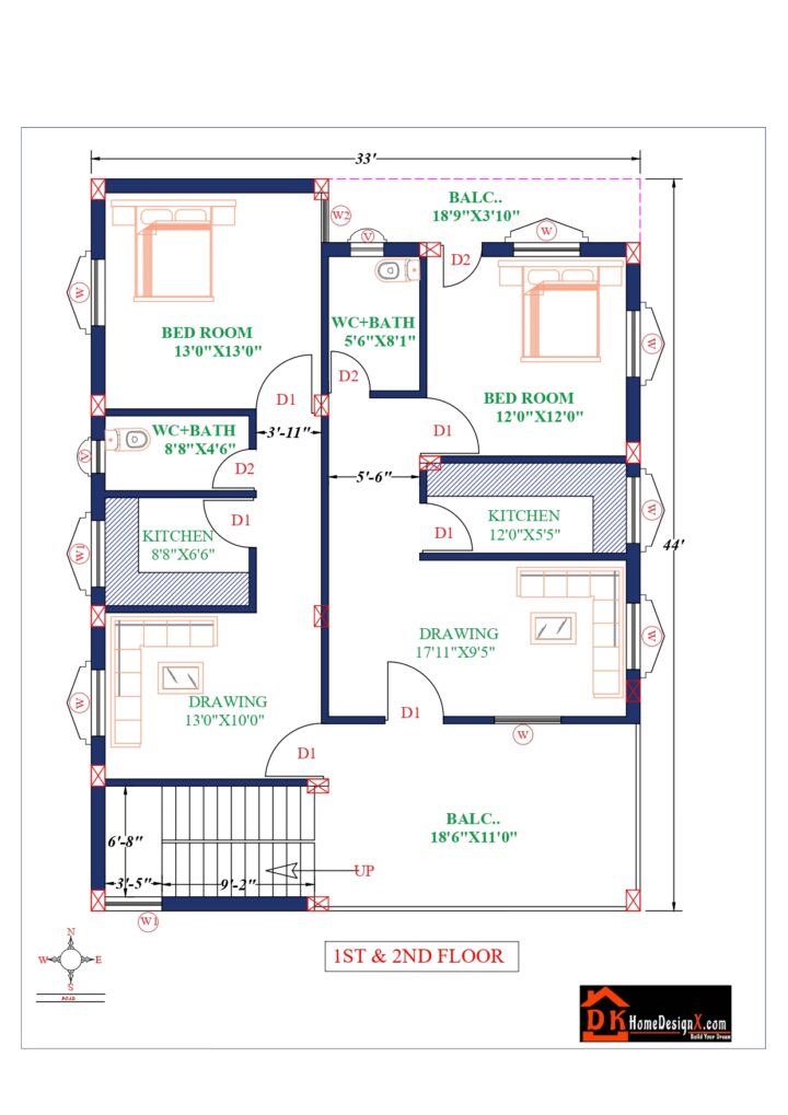 33X44 Affordable House Design - Image 2