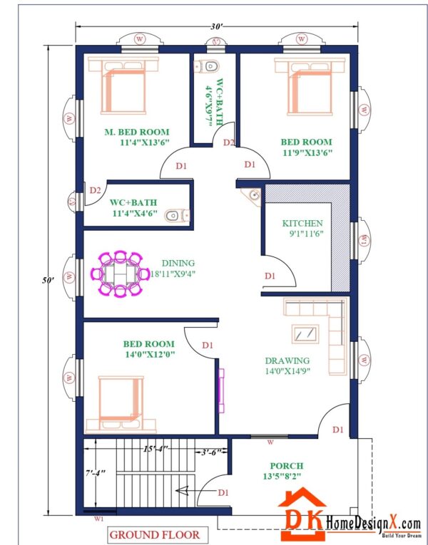 30X50 Modern Affordable House Design