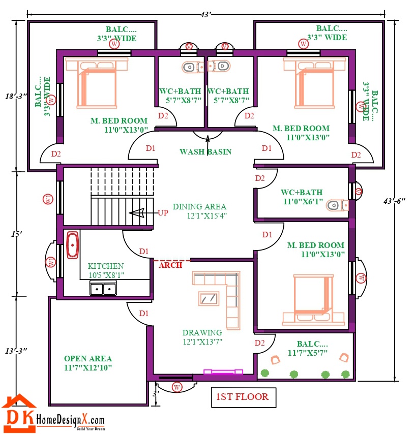 36X40 Affordable House Plan DK Home DesignX 36X40 Affordable House Plan DK Home DesignX