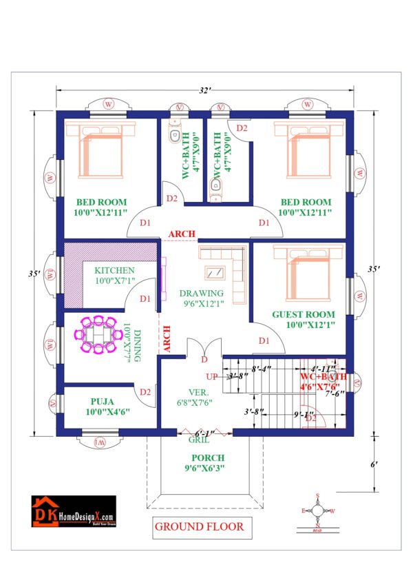 32X35 Affordable House Design