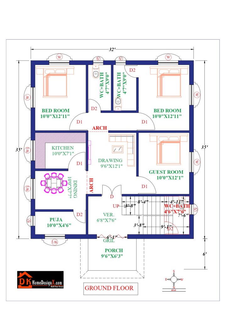 32X35 Affordable House Design