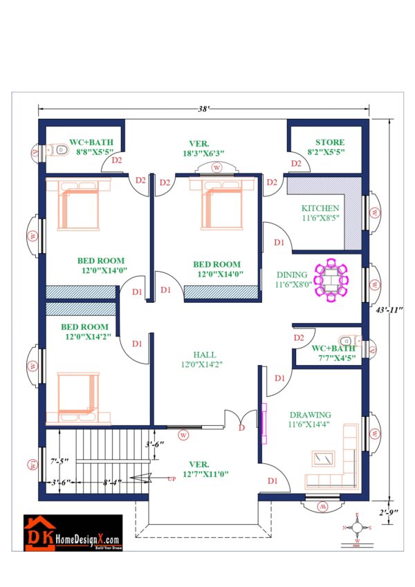 38X44 Affordable House Design