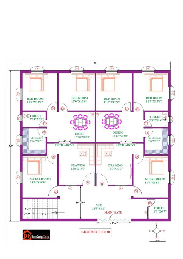 50X50 Affordable House Design for Two Brothers