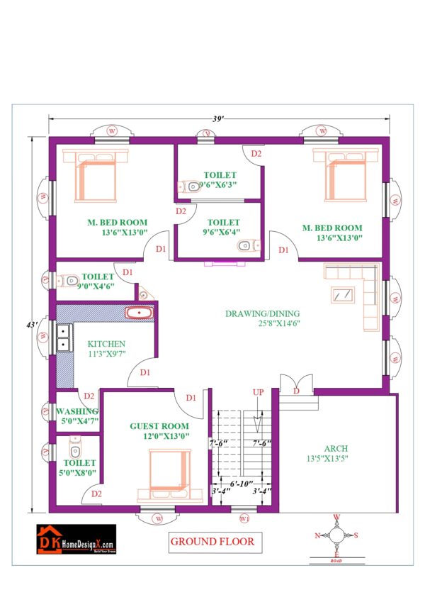 39X43 Modern House Design