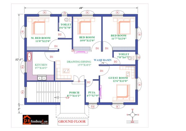 40X32 Affordable House Design