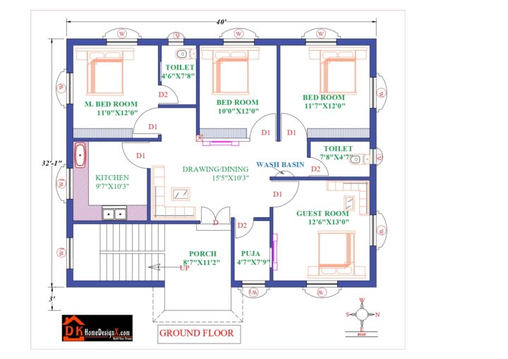40X32 Affordable House Design