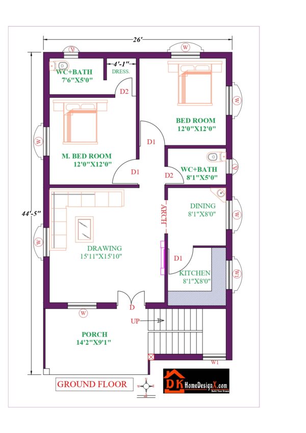 26X45 Affordable House Design - DK Home DesignX