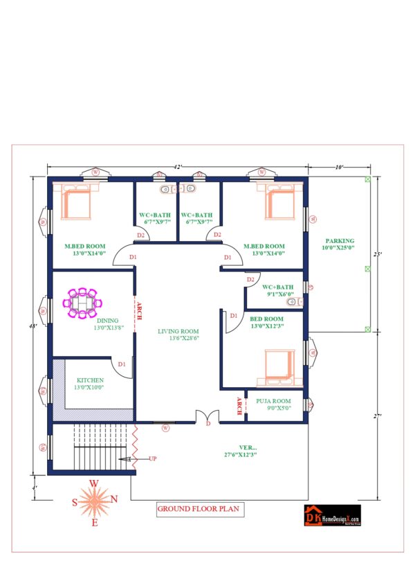 42X48 Affordable House Design