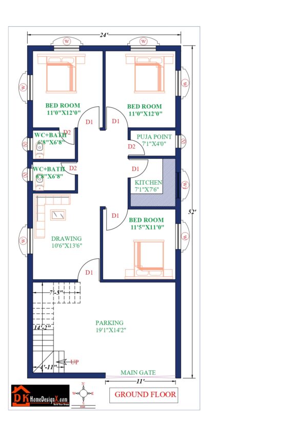24X52 Affordable House Design