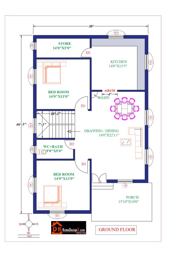 30X47 Affordable House Design
