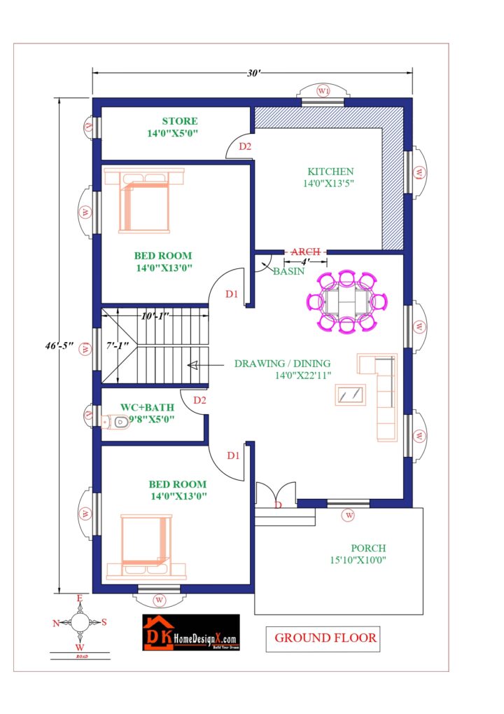 30X47 Affordable House Design