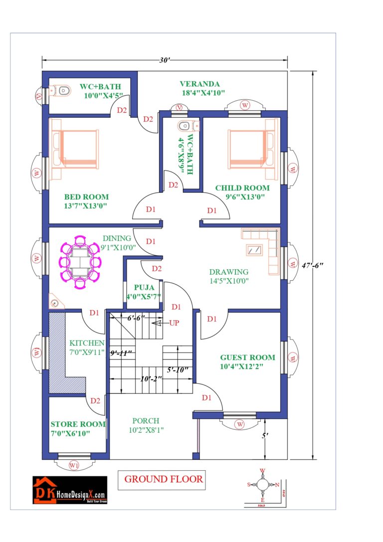 30X48 Affordable House Design - DK Home DesignX