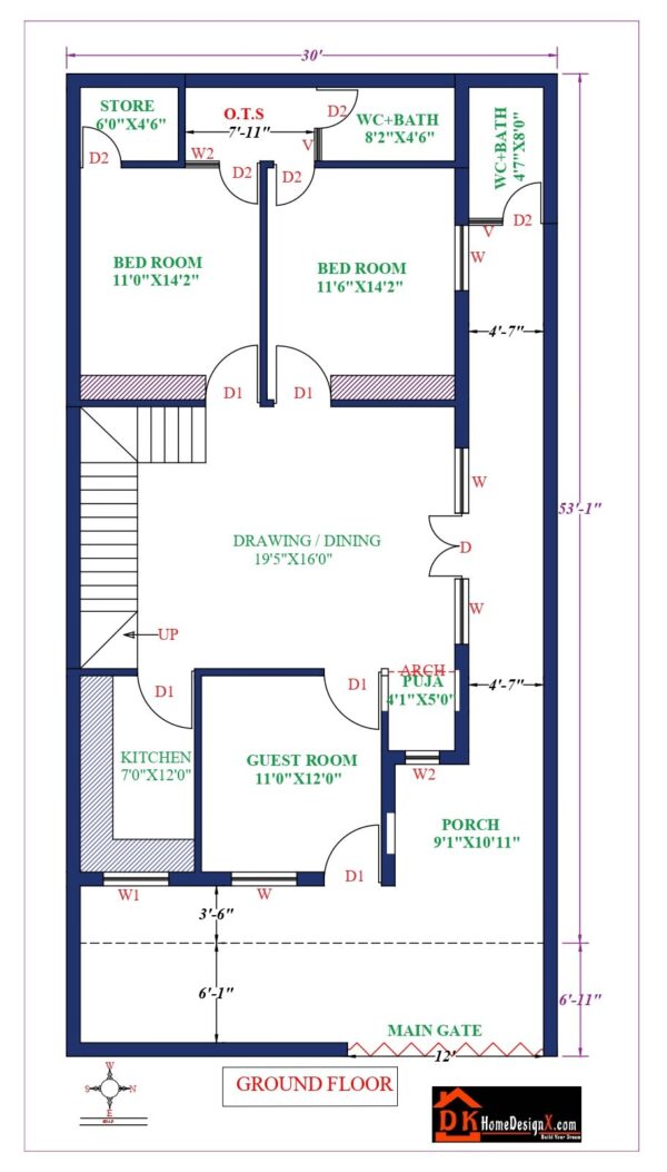 30X53 Affordable House Design