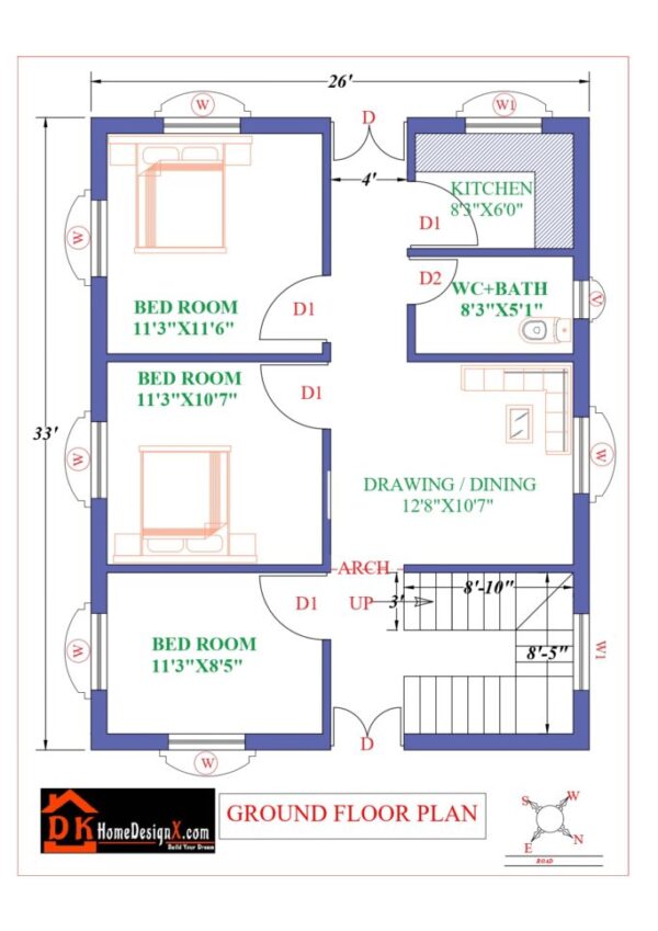 26X33 Affordable House Design