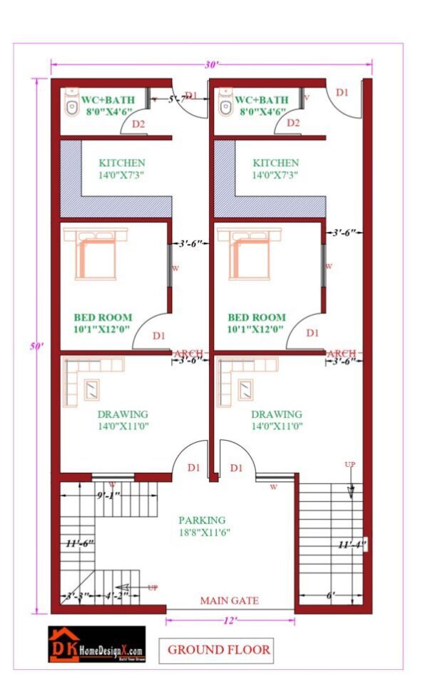 30X50 Two Brothers House Design