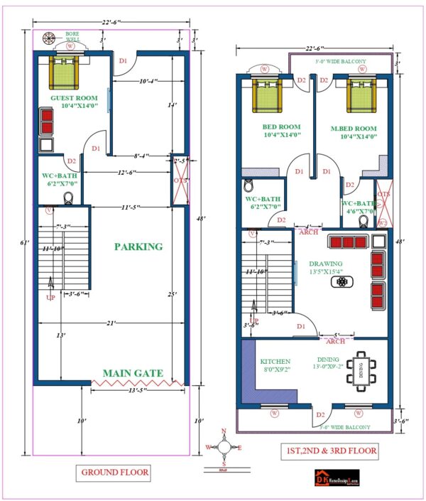 23X61 Affordable House Design