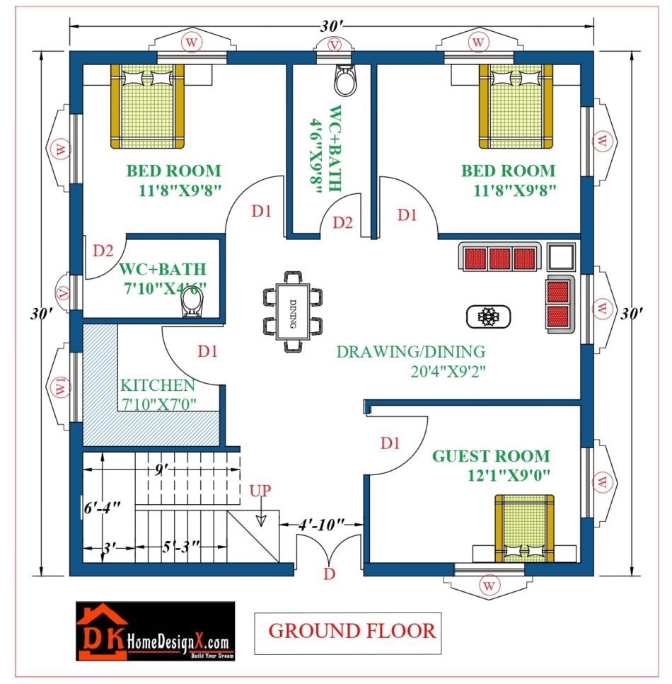 30X30 Modern House Design - DK Home DesignX
