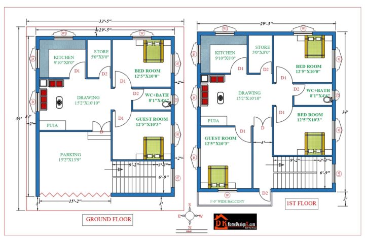 30X34 Affordable House Design
