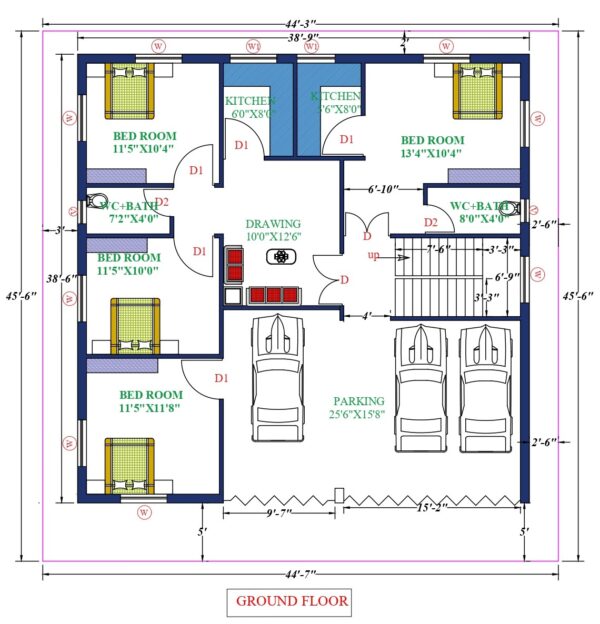 44X46 Affordable House Design