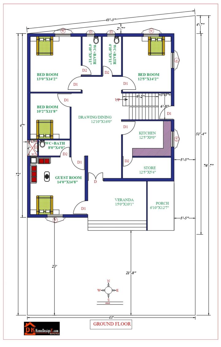 43X47 Modern House Design - DK Home DesignX