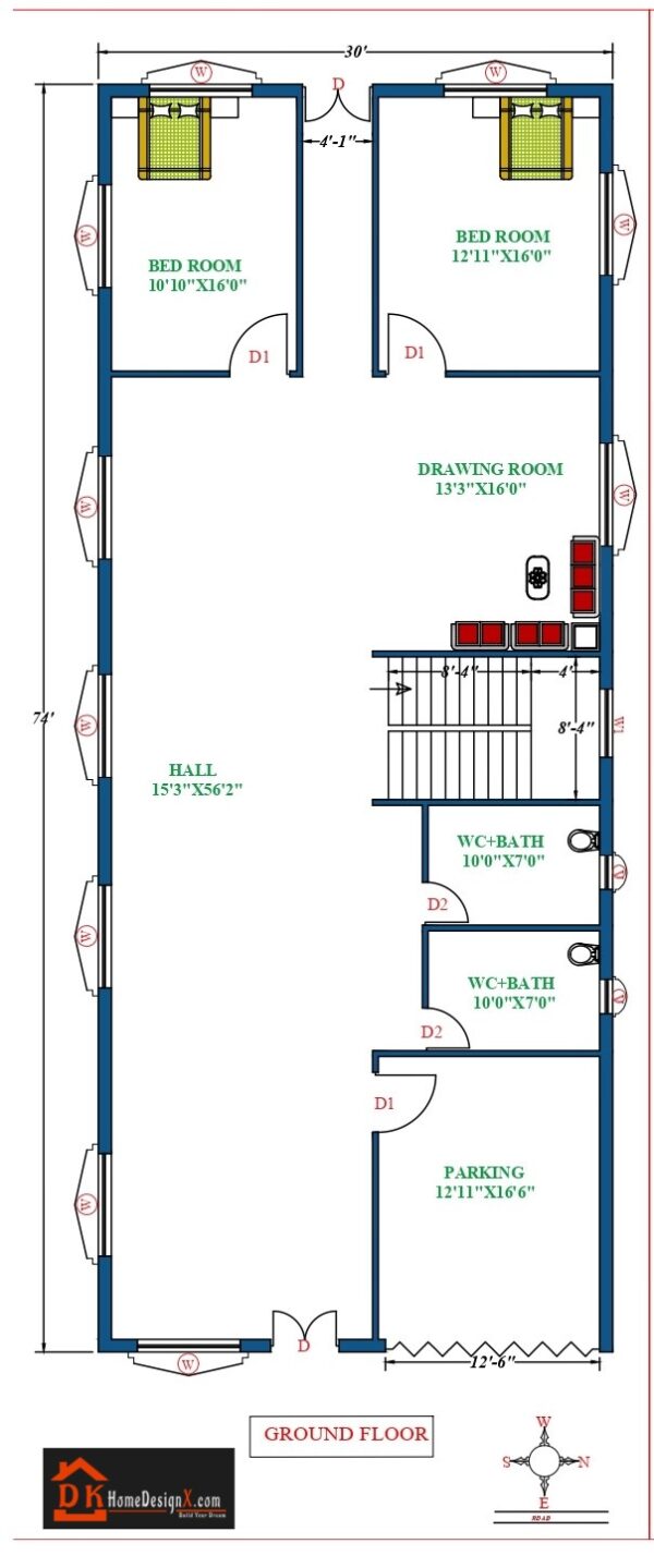 30X74 Modern House Design