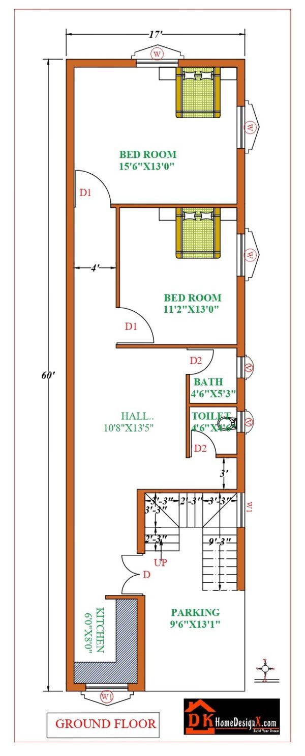 17X60 Affordable House Design