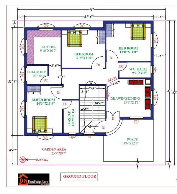 43x42 Affordable House Design