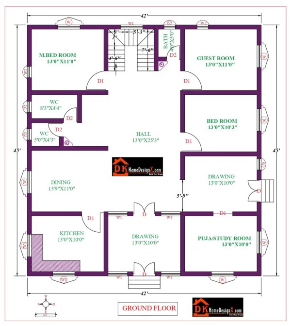 42X45 Affordable House Design