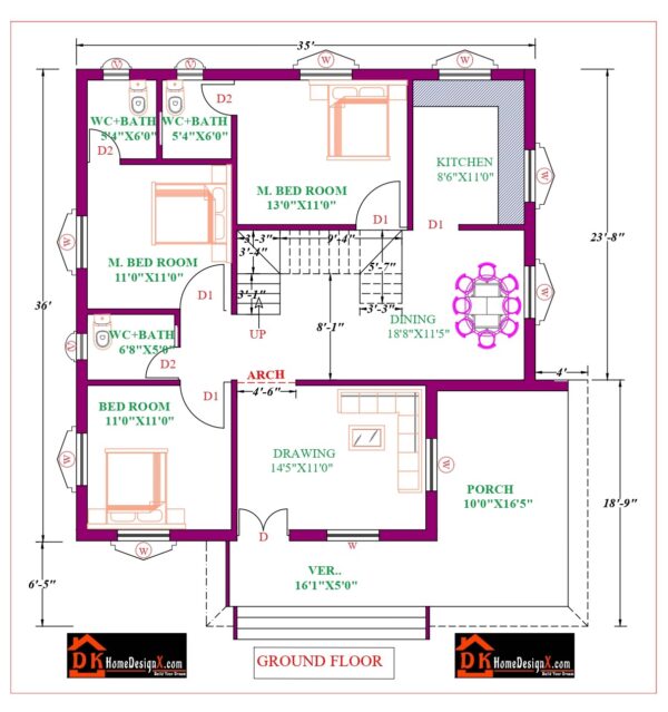 35X42 Affordable House Design