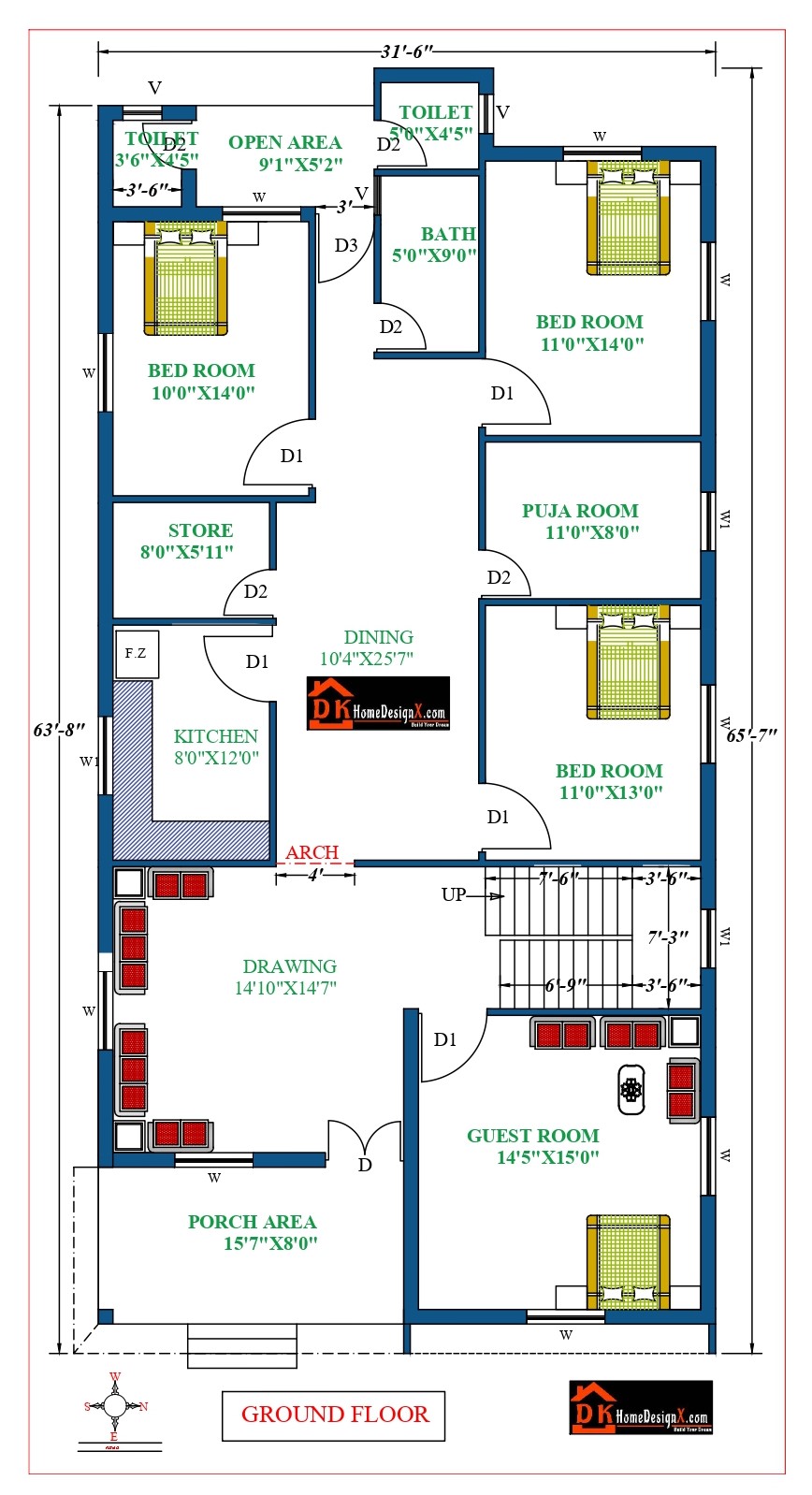 32X64 Modern House Design - DK Home DesignX