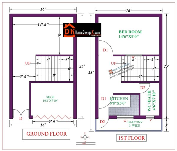 16X25 Affordable House Design