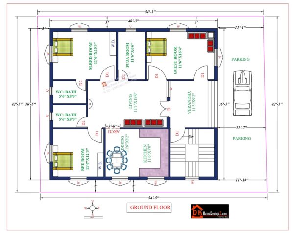 55X43 Affordable House Design