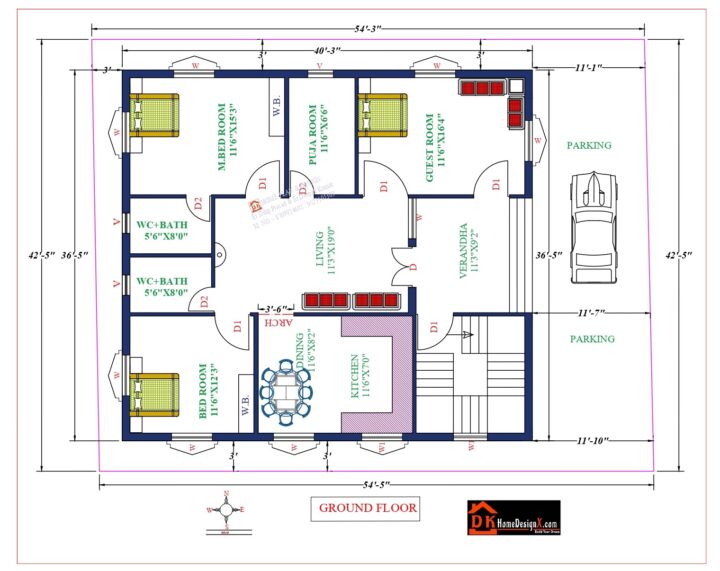 55X43 Affordable House Design