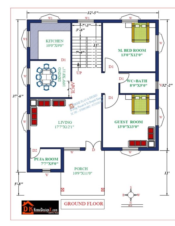 33X43 Affordable House Design