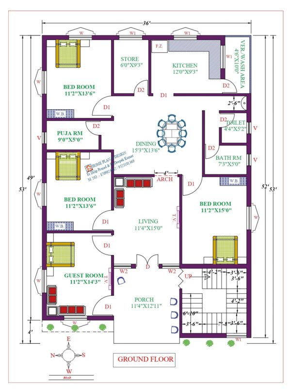 36X53 Affordable House Design