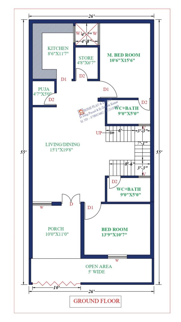 26X55 Affordable House Design
