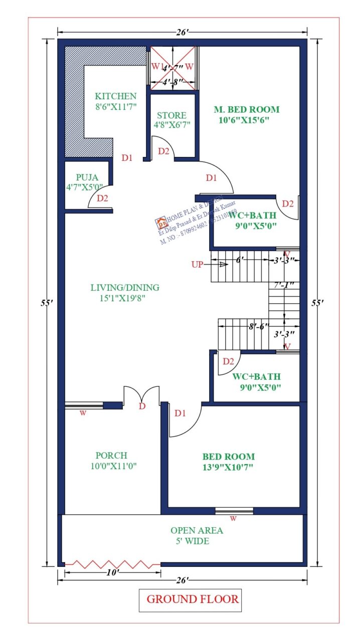 26X55 Affordable House Design