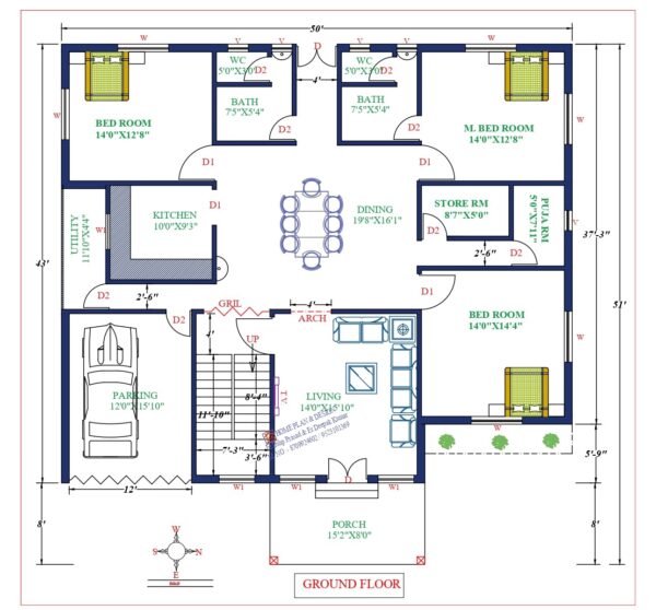 50X43 Affordable House Design