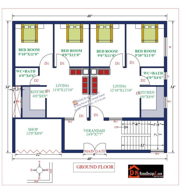 40X34 Affordable House Design