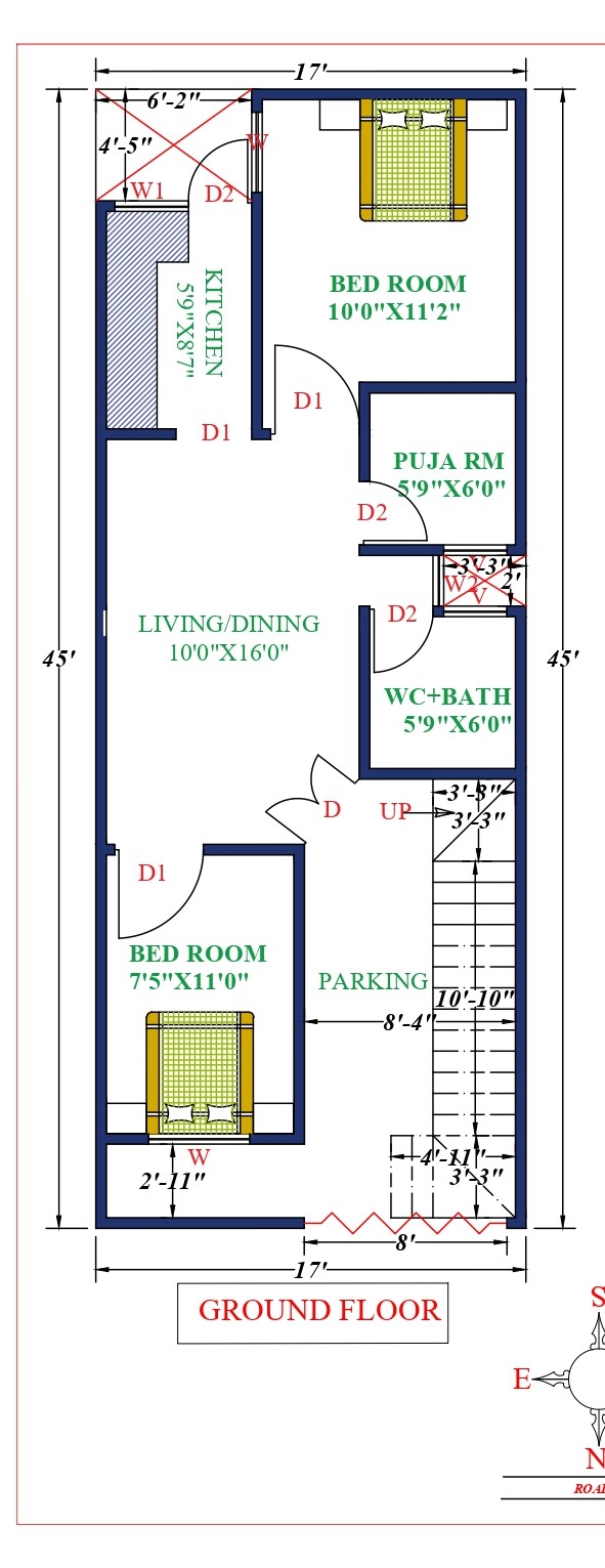 17X45 Affordable House Design