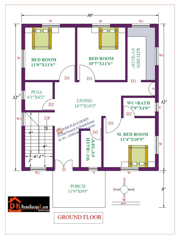 30X32 Affordable House Design