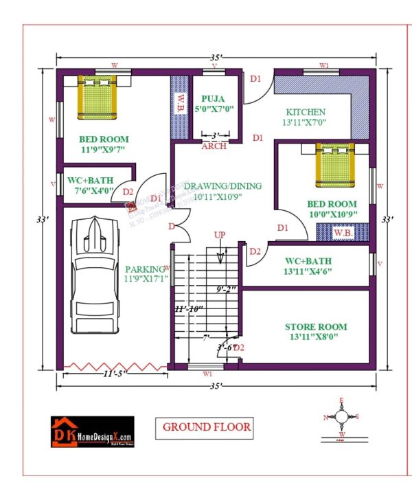 35X33 Affordable House Design