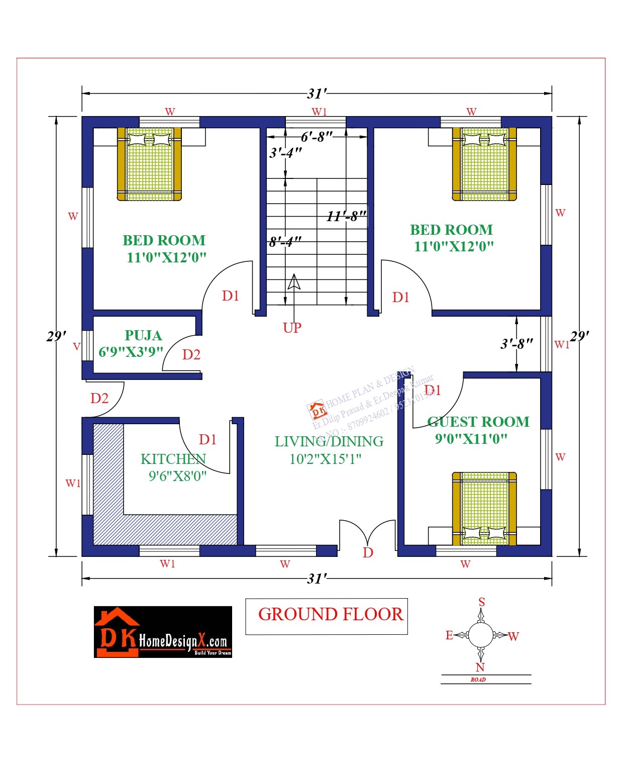 31X29 Affordable House Design - DK Home DesignX