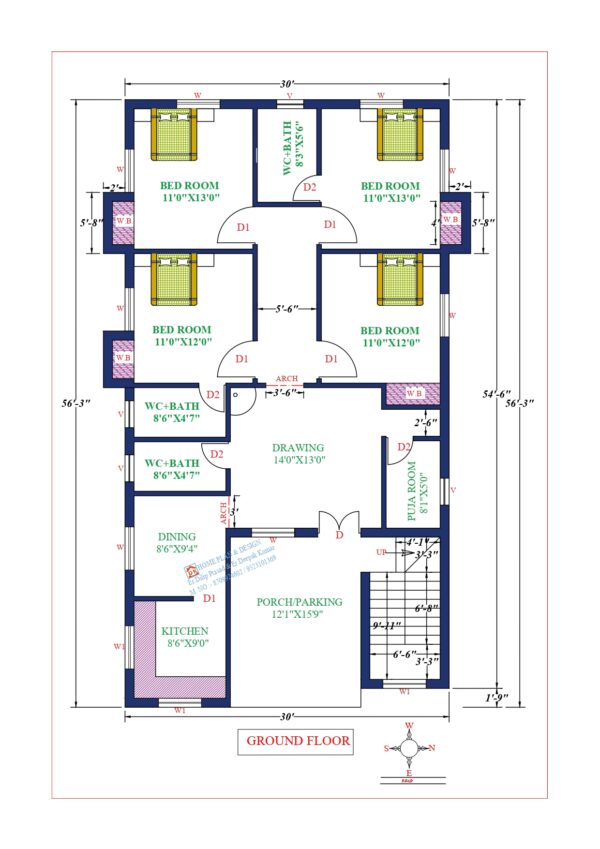 30X56 Affordable House Design