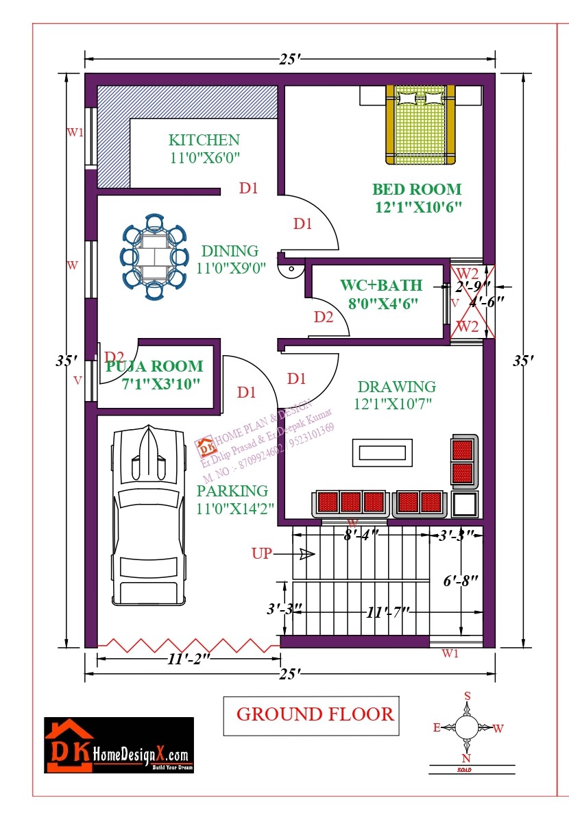 25X35 Affordable House Design - DK Home DesignX