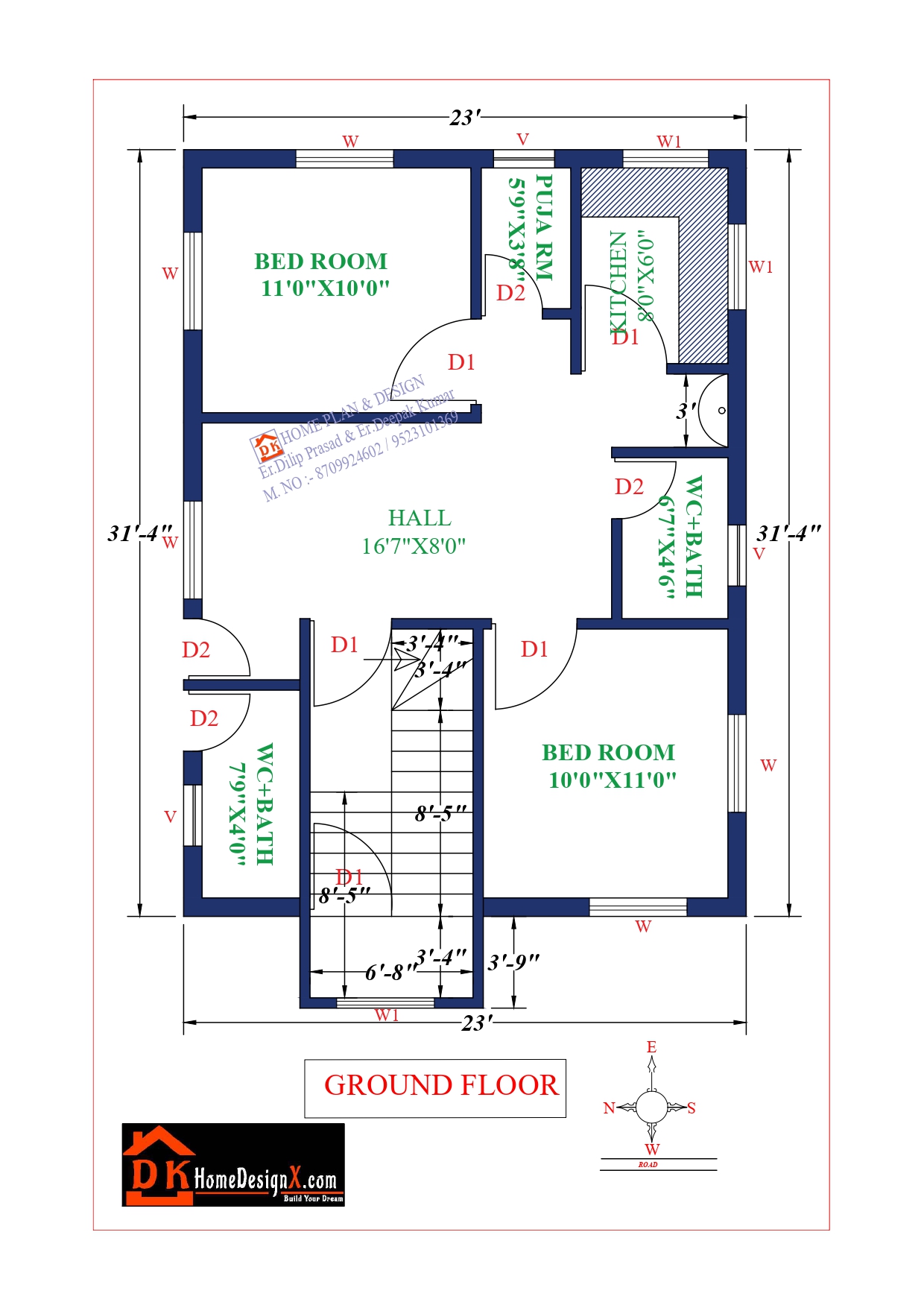 House Design Plan 11x11m With 5 Bedroom House Plan Map