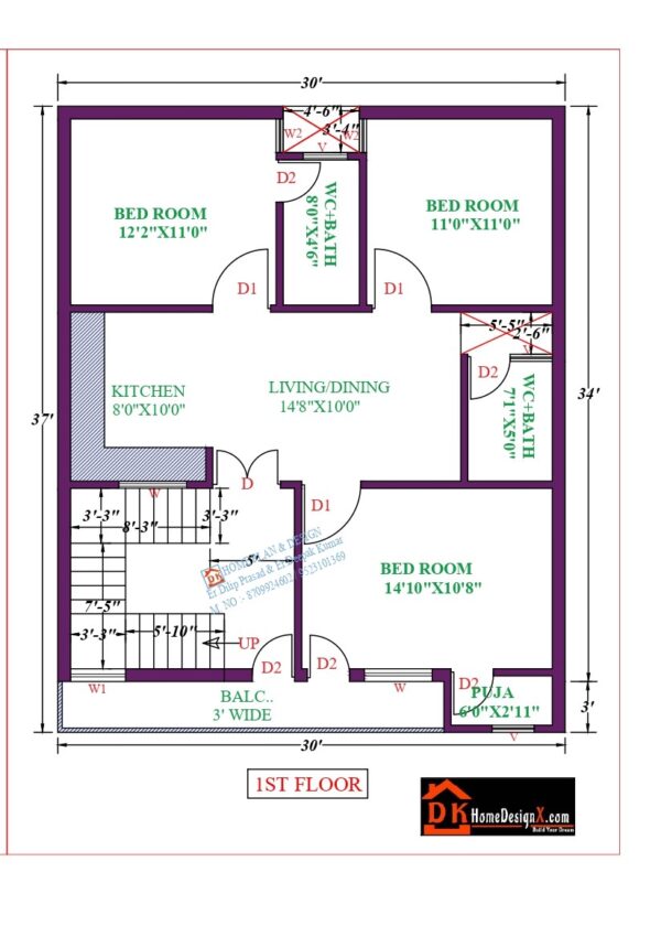 30X37 Affordable House Design