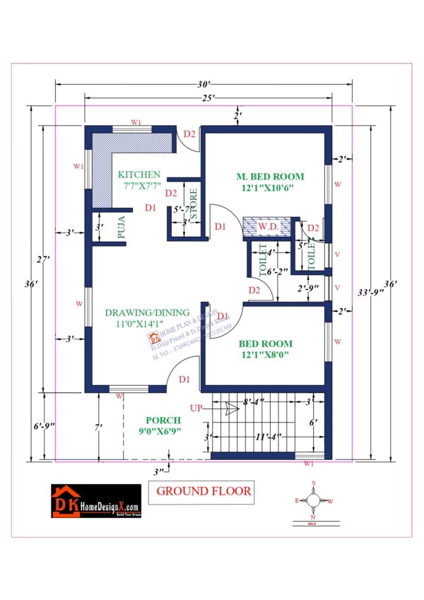 25X34 Affordable House Design