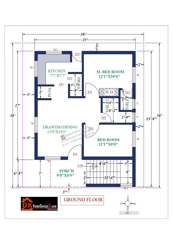 25X34 Affordable House Design
