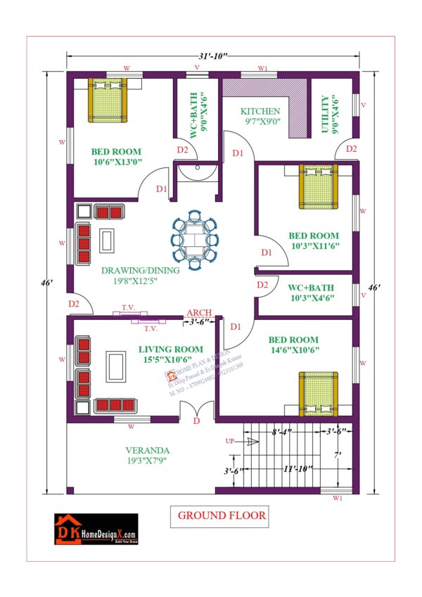 32X46 Affordable House Design